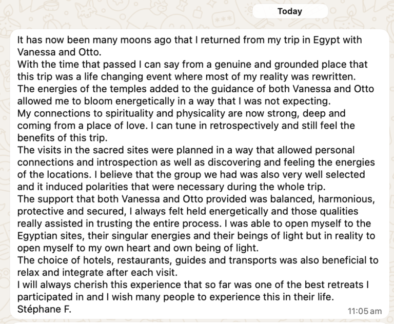 Ancient Egypt retreat 2026 Testimonial Stephane